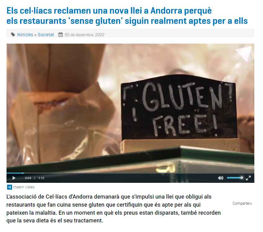 Els cellacs reclamen una nova llei a Andorra perqu els restaurants 'sense gluten' siguin realment aptes per a ells